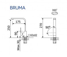MEDIDAS MONOMANDO COCINA QUADRA BRUMA